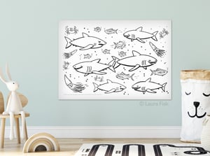 Image of Sharks in the Sea Giant Coloring Page 24" x 36"