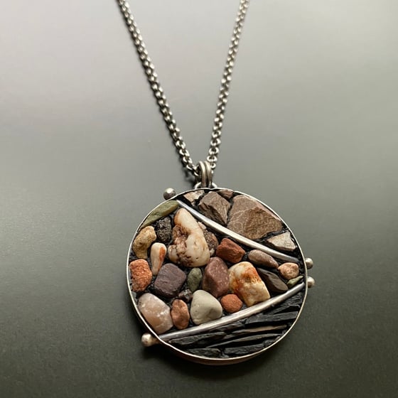 Image of Micro Mosaic River Rock with Shale Pendant