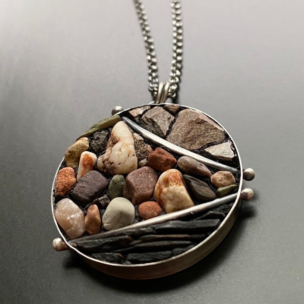 Image of Micro Mosaic River Rock with Shale Pendant