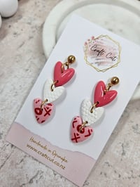 Image 1 of Triple Heart Drop Earrings