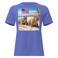 Image 3 of Women's Relaxed T-Shirt Hippos On The Beach