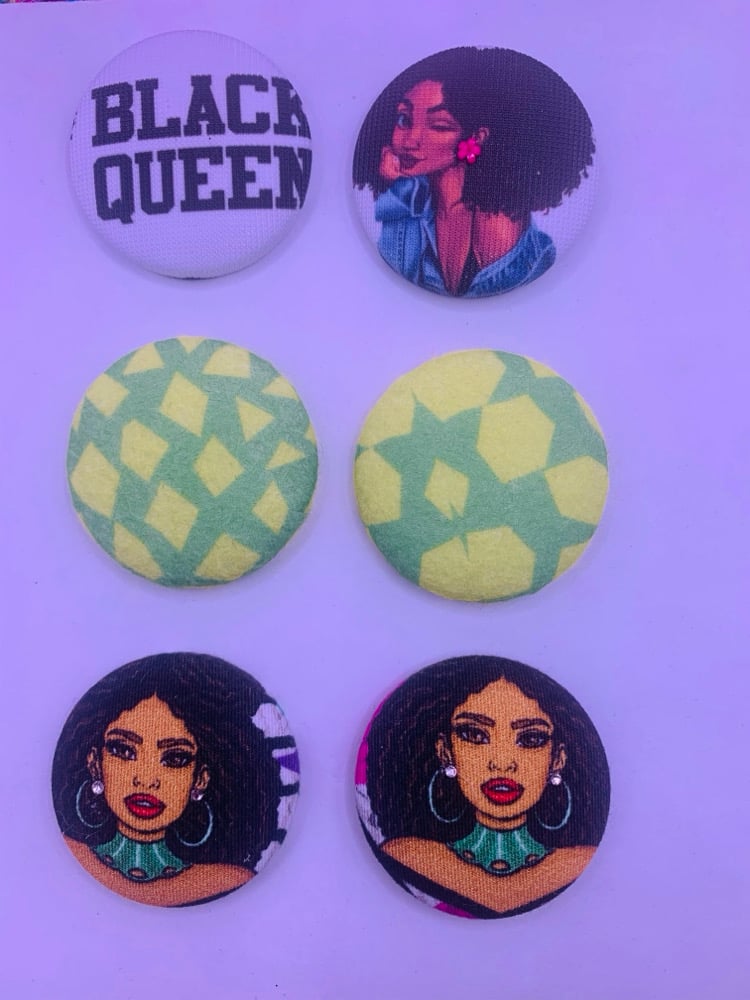 Image of Black Queen Button earrings #2