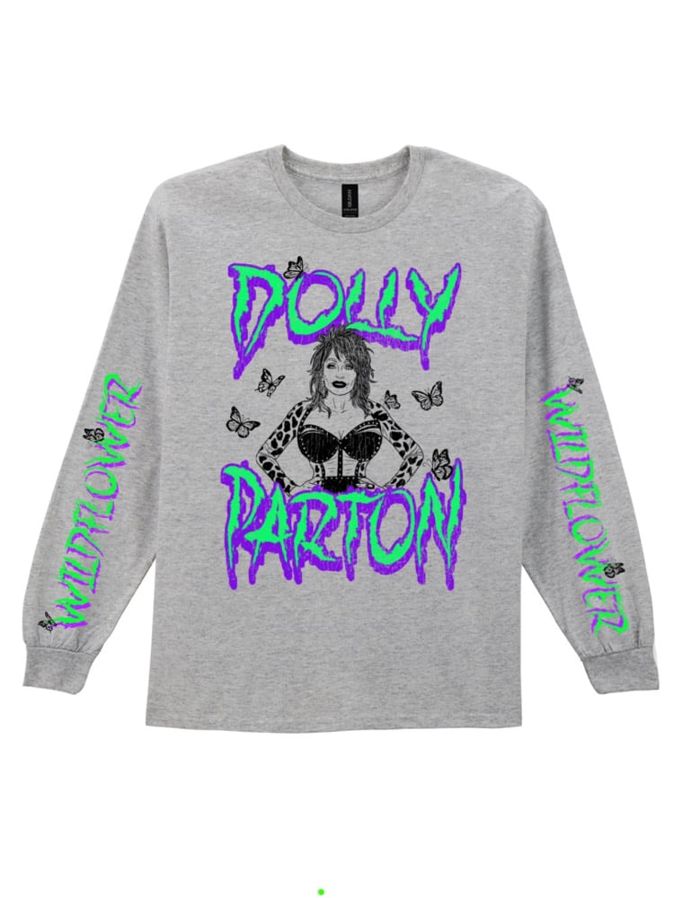 Image of dolly Parton wildflower graphic long sleeve tee