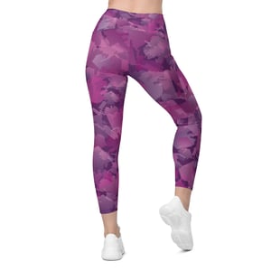 Image of Pocketed, High Waist AK Pattern Leggings - Blueberry