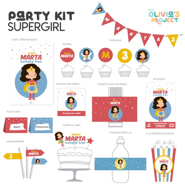 Image of Party Kit SuperGirl Impreso