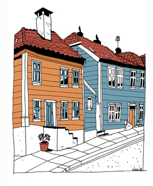 Image of "Byvandring på Sydnes" A4 trykk