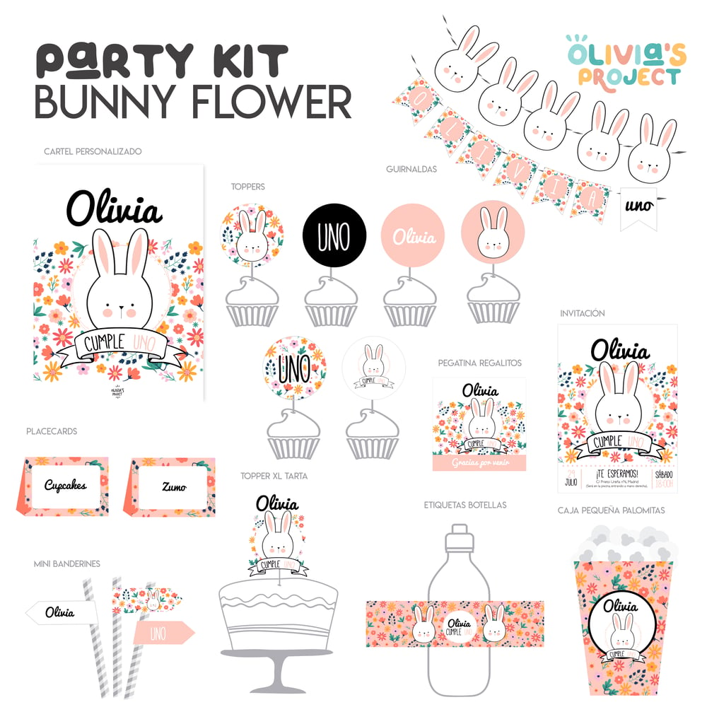 Image of Party Kit Bunny Flower Impreso