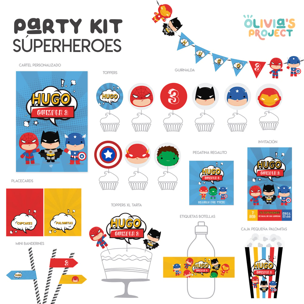 Image of Party Kit Superhéroes Impreso