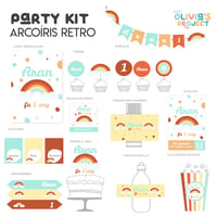 Image 1 of Party Kit Arcoíris Retro Impreso