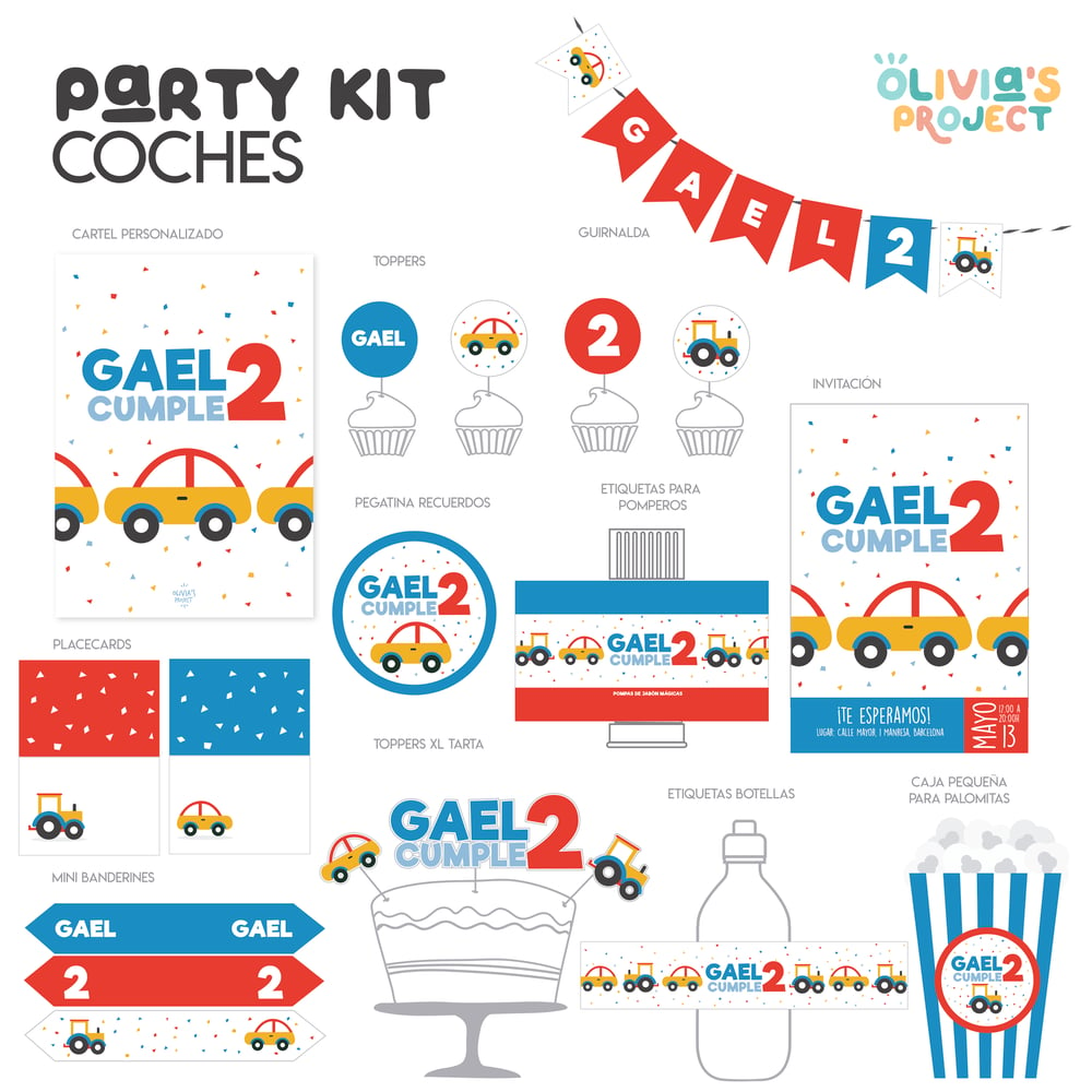 Image of Party Kit Coches Impreso