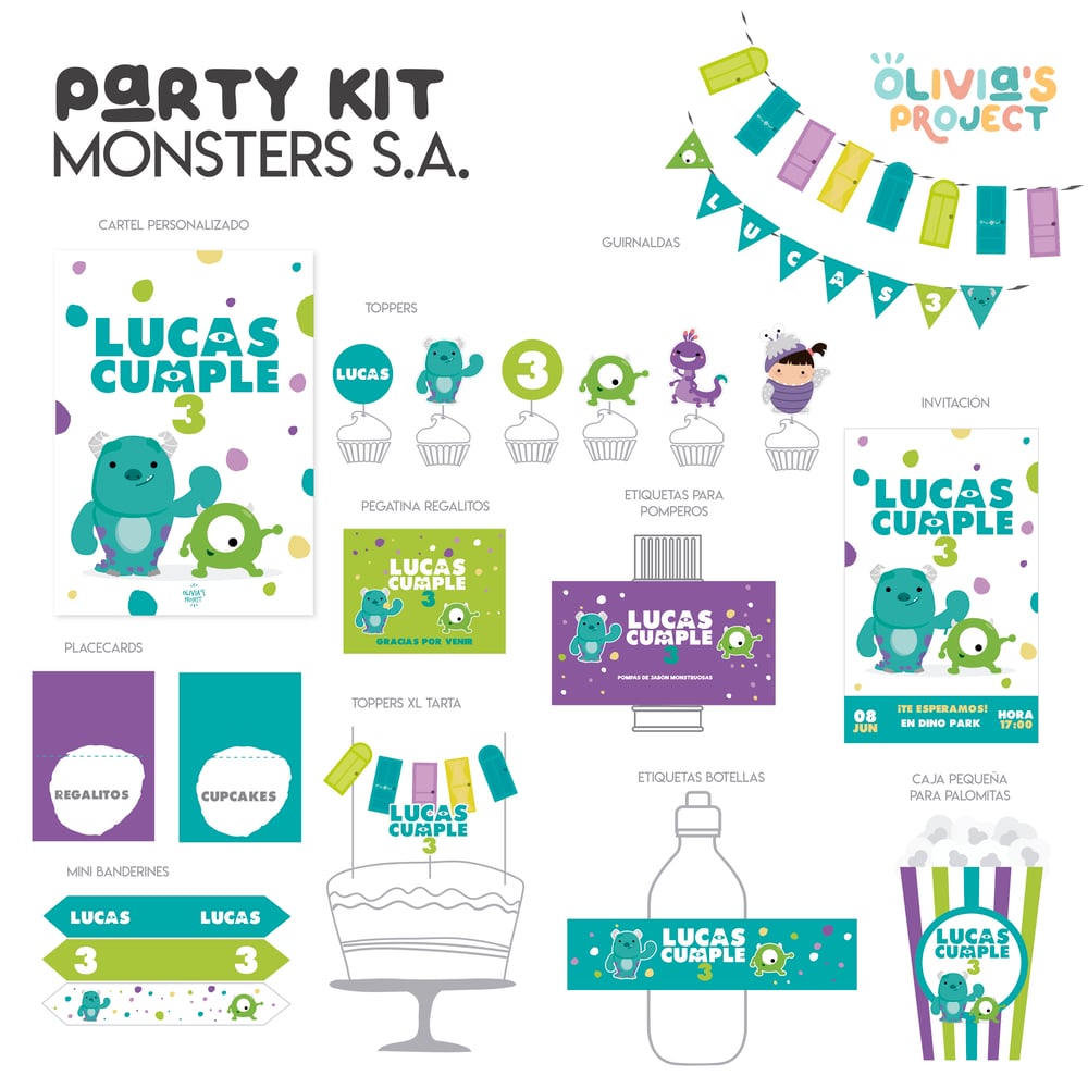Fiesta de Monstruos, pack de fiesta con más de 15 artículos