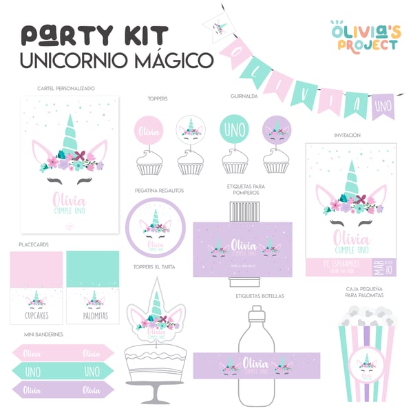 Image of Party Kit Unicorno Mágico Impreso