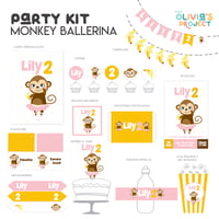 Image 1 of Party Kit Monkey Ballerina Impreso
