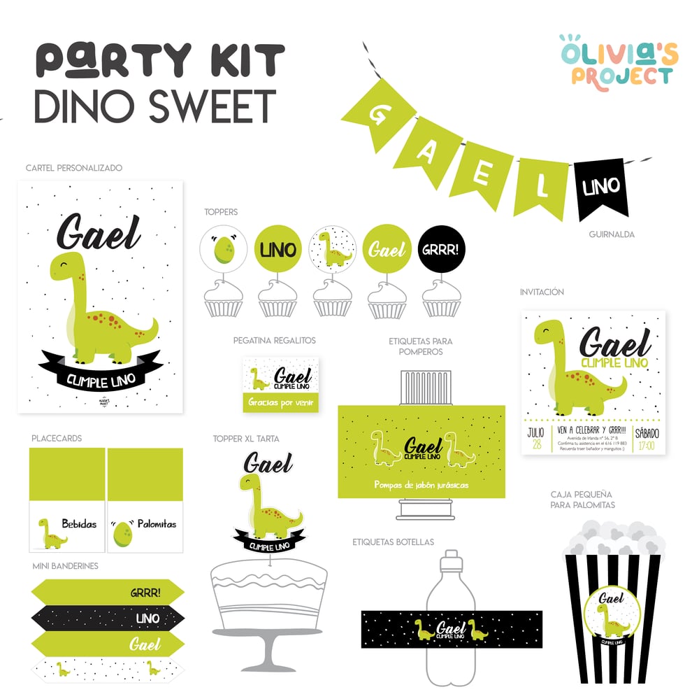 Image of Party Kit Dino Grrr Impreso