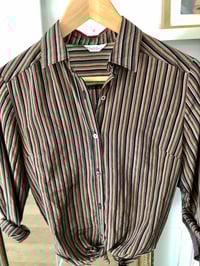Image 1 of Chemisier vintage rayure mastic/noir/Bordeaux 