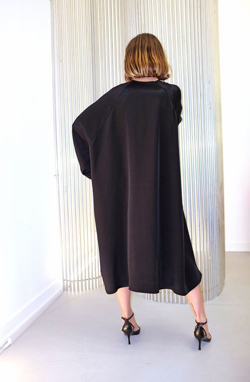 Image of Dress 1 Slit - Silk - Black