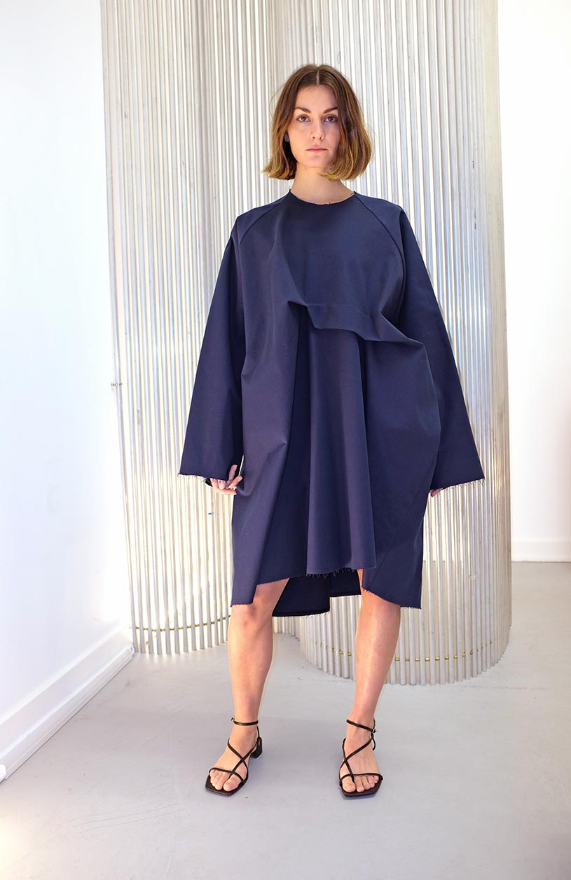 Image of Dress 1 - Cotton twill - Dark blue