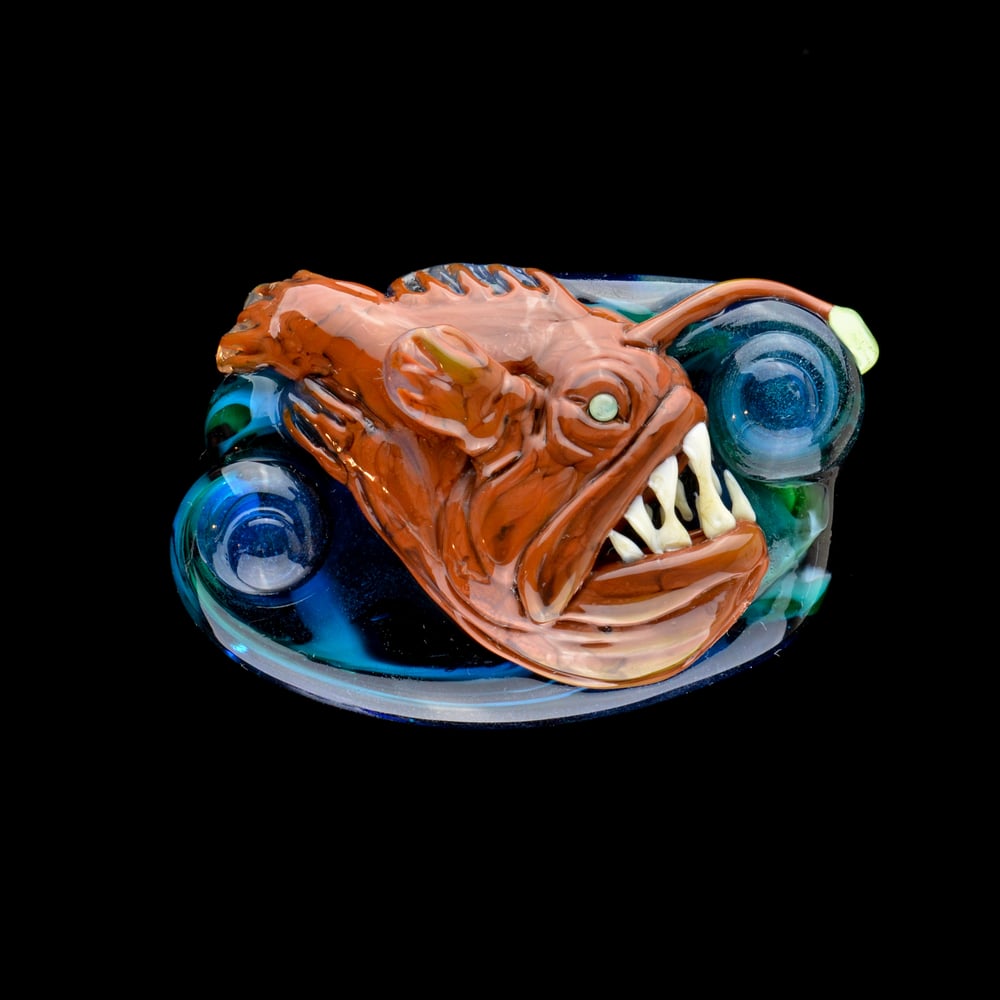 Image of XXXL. Rusty Orange Deep Sea Angler - Flamework Glass Sculpture Bead