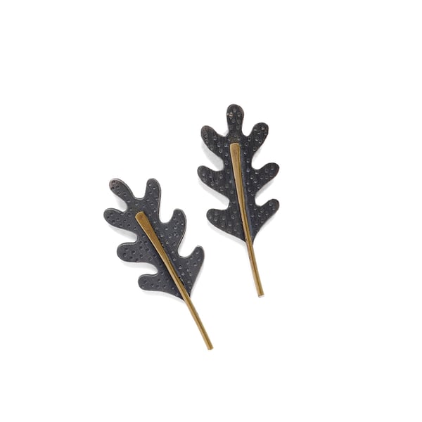 Image of Little oak leaf earrings oxidised