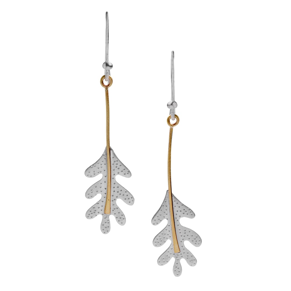 Image of Dangly oak leaf earrings