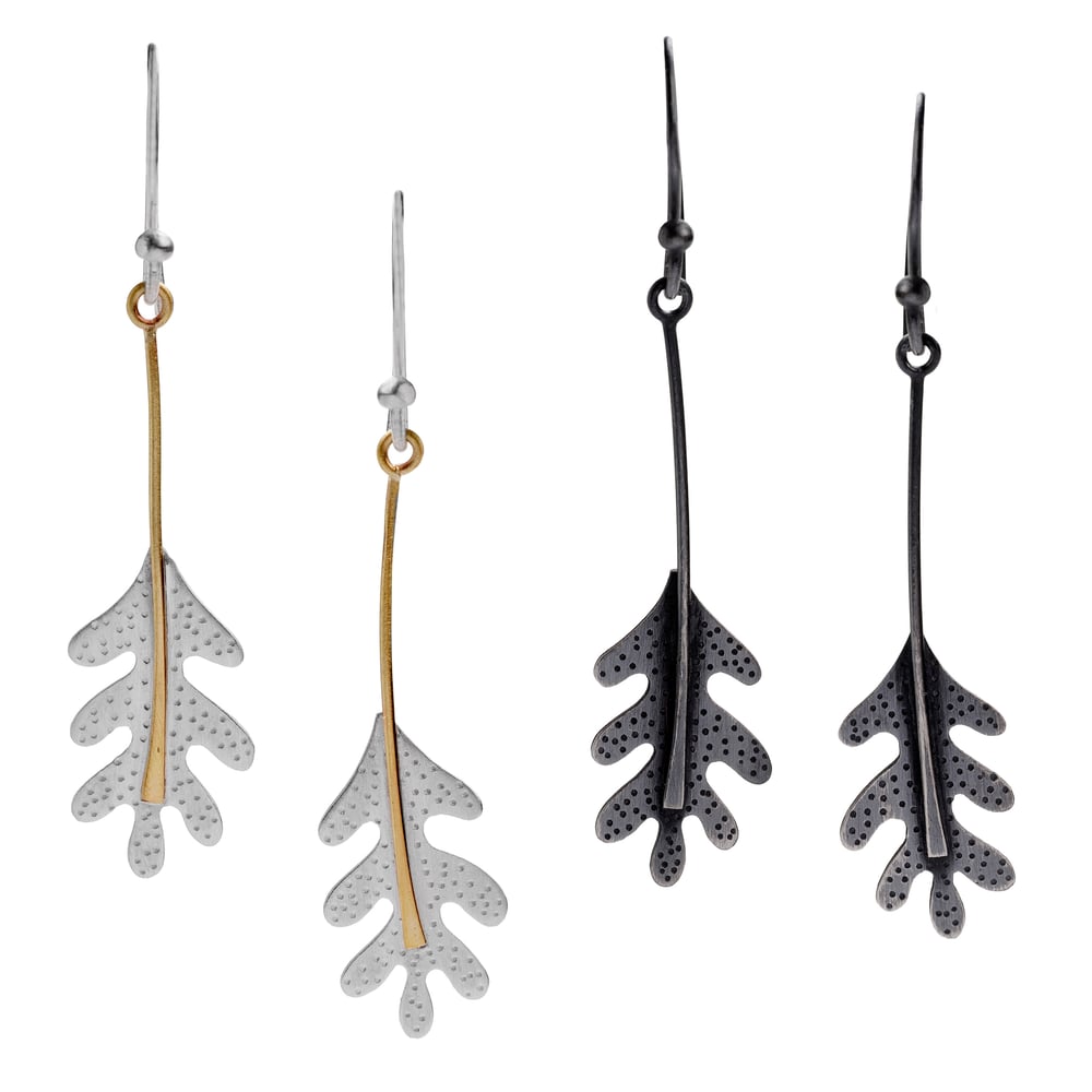 Image of Dangly oak leaf earrings