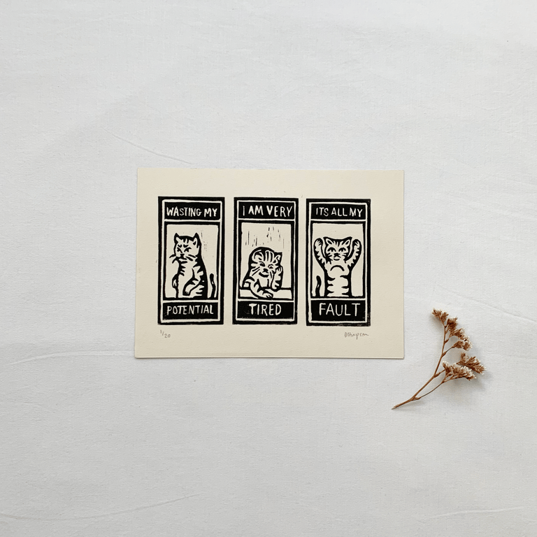 Feelings - Lino Print