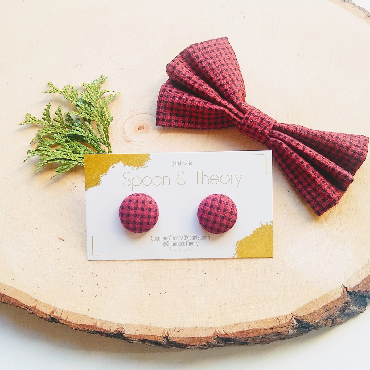 Plaid Stud Earrings Spoon & Theory Handmade