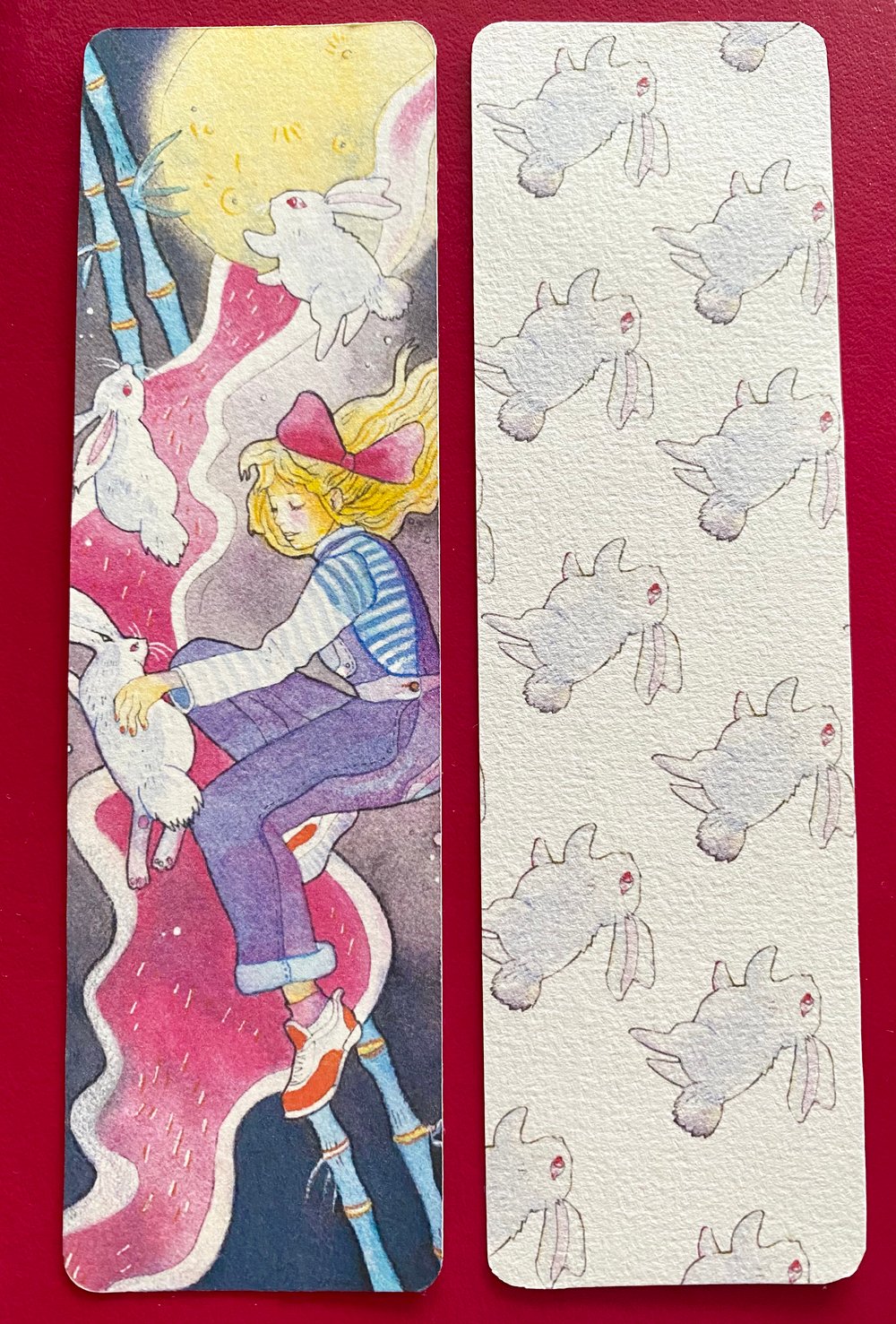Image of Princess Kaguya and her moon rabbits romantic Bookmark 