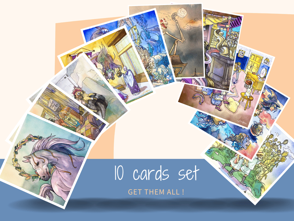 Image of YOKAI - 10 cards set - fine art print // Yokaï cards, postcards, gift