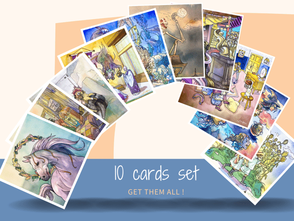 Image of YOKAI - 10 cards set - fine art print // Yokaï cards, postcards, gift