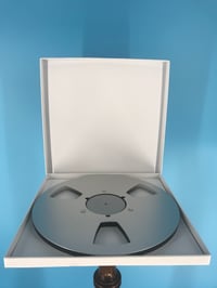 Image 2 of Burlington Recording 1/2" x 10.5" SILVER NAB Aluminum Metal Reel with White Hinged Set up Box NEW