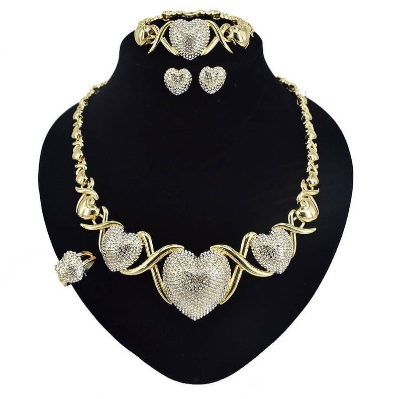 4Piece CZ Heart XOXO Set