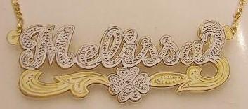 Flower Double Plate Nameplate Necklace 