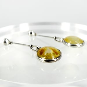 Image of Art nouveau rutilated quartz sterling silver drop earrings. M2991