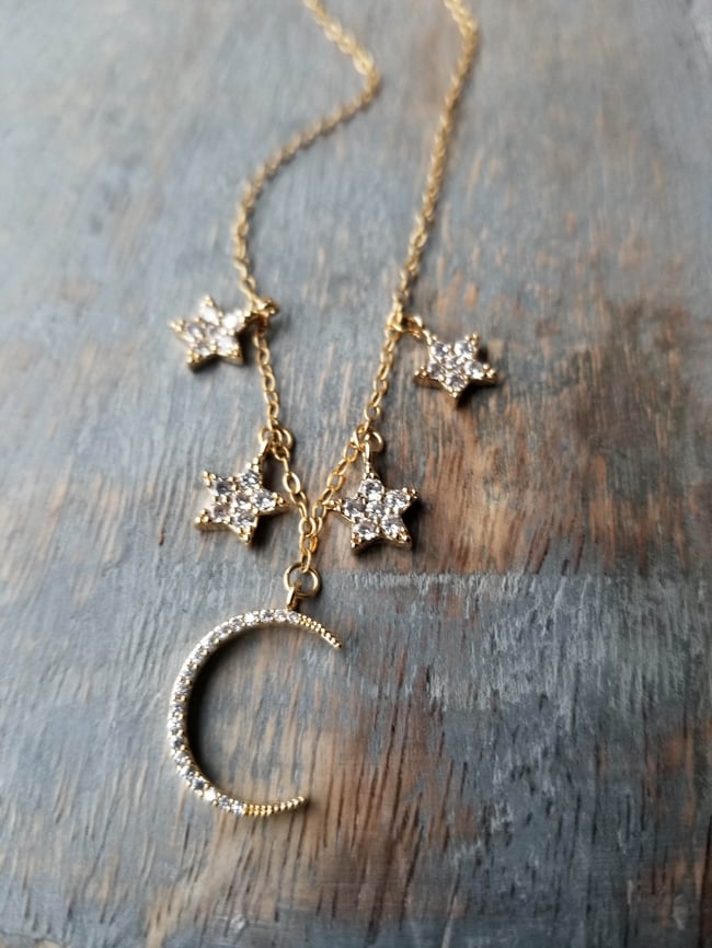 You Are The Moon + Stars Necklace (Gold)