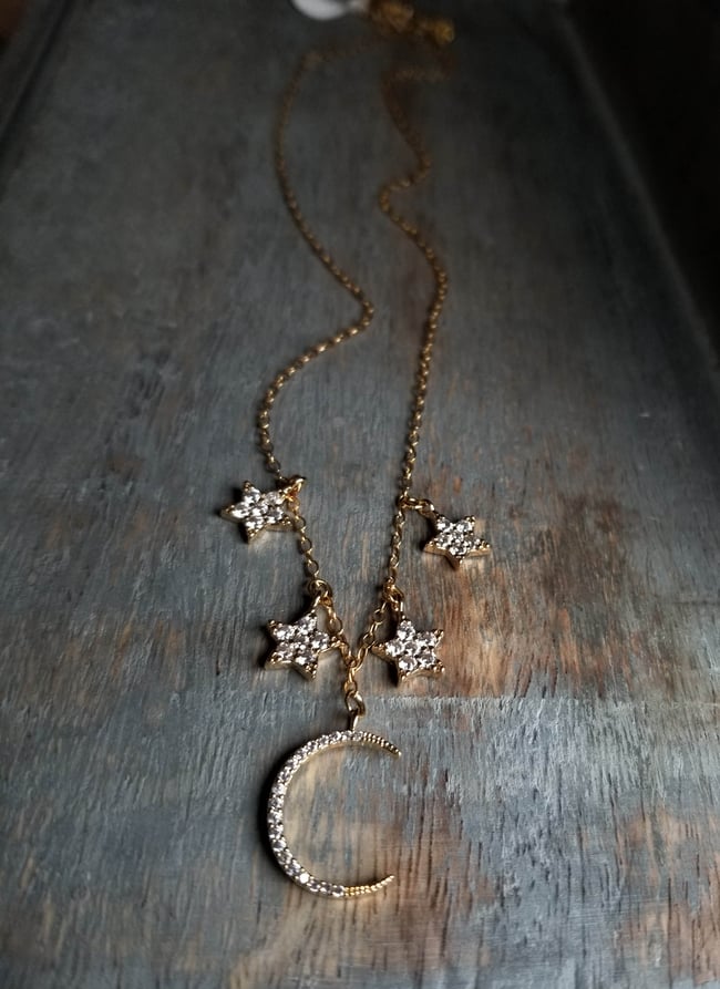 You Are The Moon + Stars Necklace (Gold)