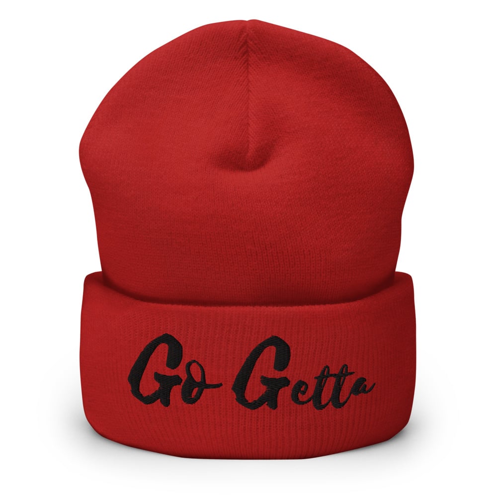 Image of Go Getta Cuffed Beanie (White, Gray, Red)