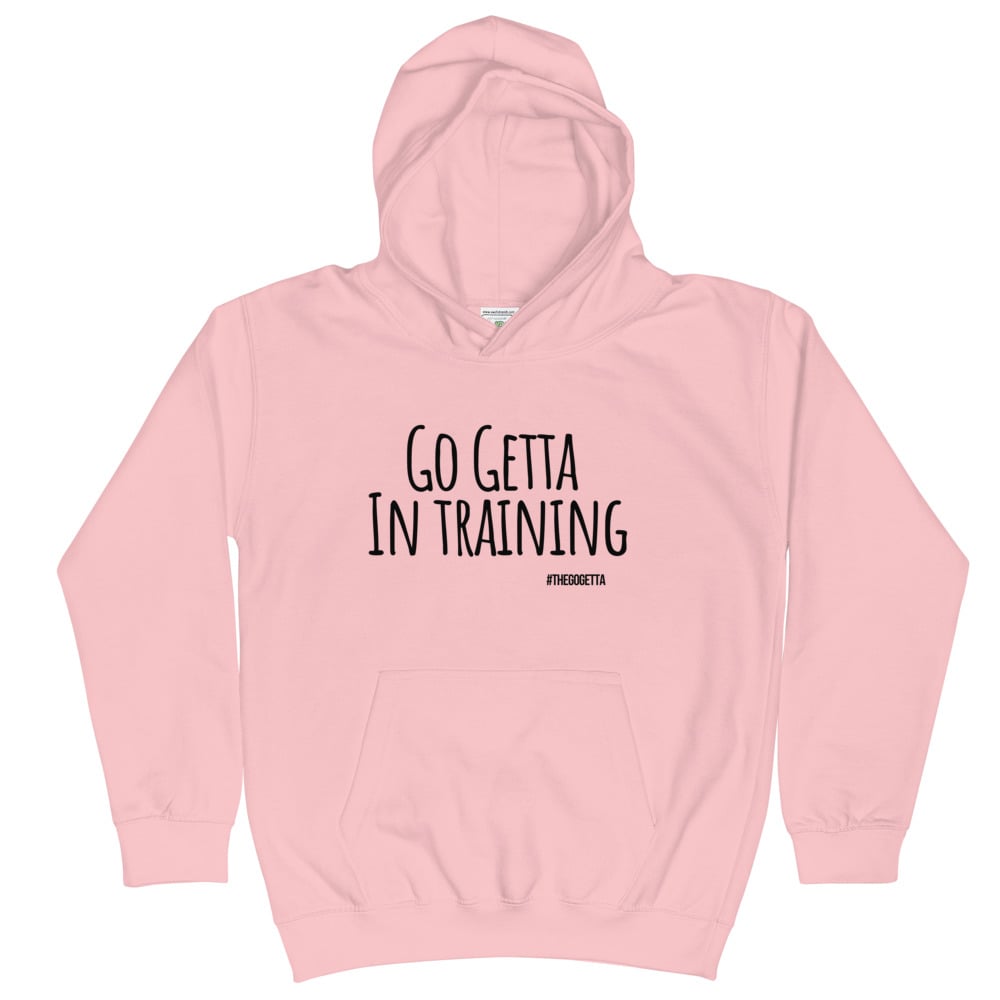 Image of Go Getta In Training Kids Hoodie (White, Pink)