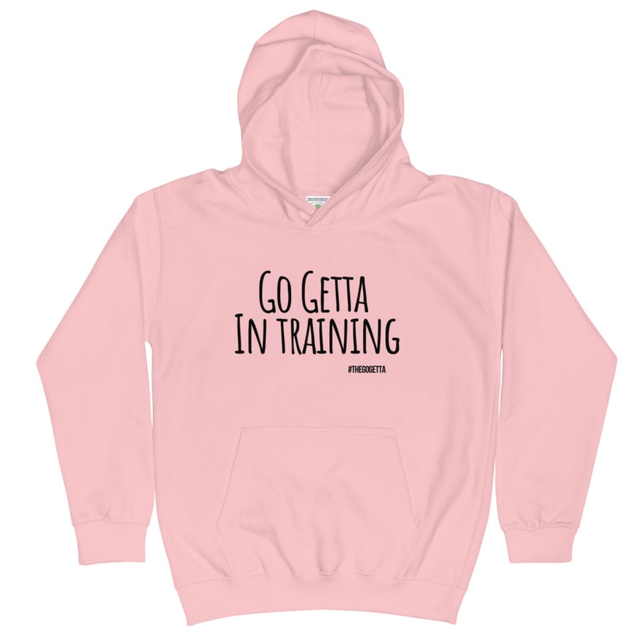 Image of Go Getta In Training Kids Hoodie (White, Pink)