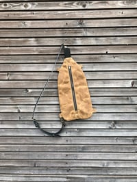 Image 5 of Spice waxed canvas sling bag / fanny pack / chest bag / day bag/ with leather shoulder strap
