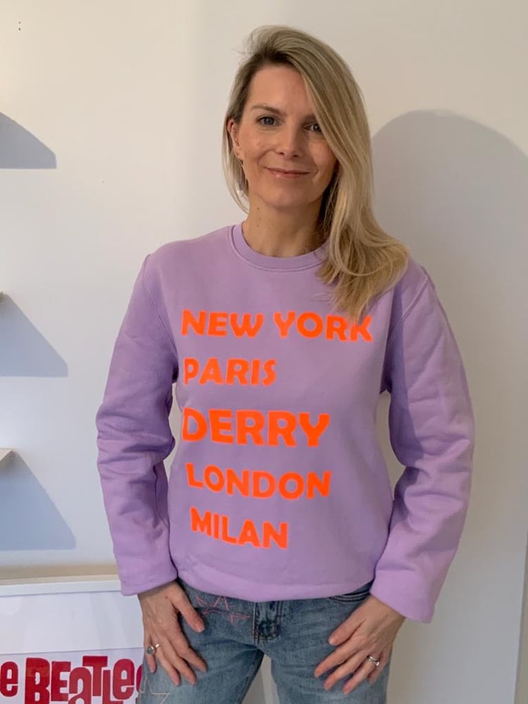 Image of Derry Lavender Slogan Sweater