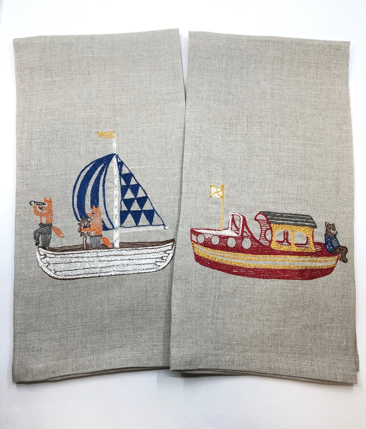   Embroidered Tea Towels by Coral & Tusk