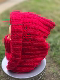 Image 6 of Red hooded scarf