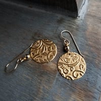 Image 1 of Textured Vine Disc Earrings