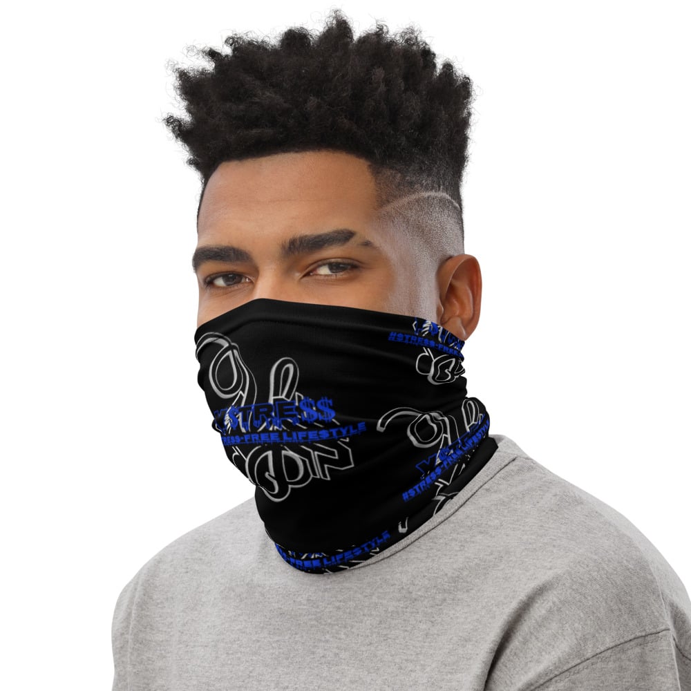 Image of YStress Stress-Free Blue and Black Neck Gaiter/Mask/Headband