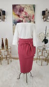 Pink Midi Sash Tie Skirt 