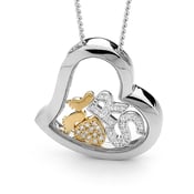 Image of Custom Letters Heart Pendant-Sterling Silver with 9ct Solid Gold Feet & Heart with Diamonds