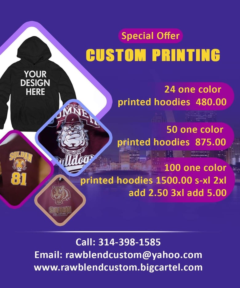 Image of 1 color printed hoodie promotion 