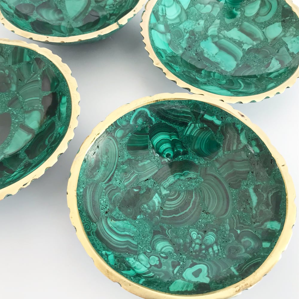 Image of Brass Rimmed Malachite Dish