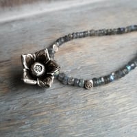 Image 1 of Lotus Flower + Labradorite Necklace